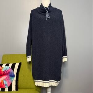 Cotton Country Blue Cotton Knit Long Sleeve Sweater Dress